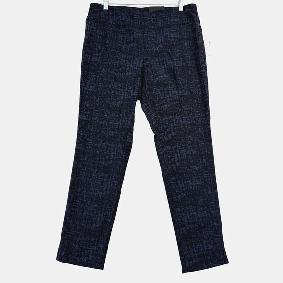 Roz & Ali Pull on Pants Womens Sz 14 Classic Fit Black and Blue Print NWT - Picture 1 of 9